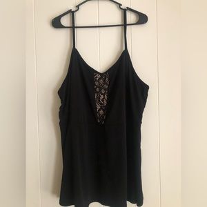 Torrid Cami Babydoll Top with Lace Detail and Tan Insert